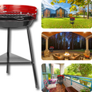 Portable round BBQ charcoal grill